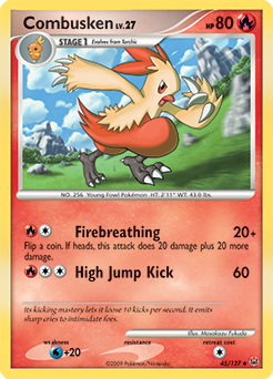 Uncommon Pokémon card Combusken 45/127 from Platinuim expansion