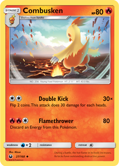 Uncommon Pokémon card Combusken 27/168 from Celestial Storm expansion
