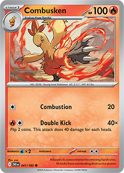Common Pokémon card Combusken 41/182 from Destined Rivals expansion