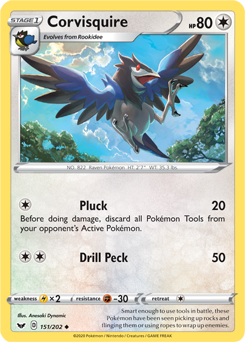 Uncommon Pokémon card Corviknight 151/202 from Sword & Shield expansion
