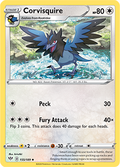 Uncommon Pokémon card Cor Visquire 155/189 from Darkness Ablaze expansion