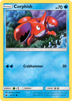 Common Pokémon card Corphish 24/111 from Crimson Invasion expansion