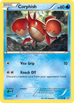 Common Pokémon card Corphish 42/160 from Primal Clash expansion