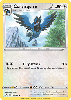 Uncommon Pokémon card Corvisquire 220/264 from Fusion Strike expansion