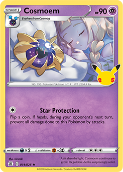 Rare Pokémon card Cosmoem 14/25 from Celebrations expansion