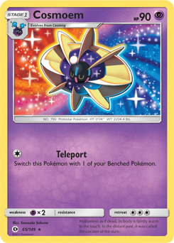 Rare Pokémon card Cosmoem 65/149 from Sun & Moon expansion