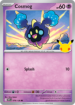 Common Pokémon card Cosmog 078/128 from 30th Celebration expansion