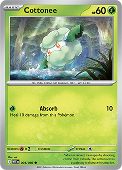 Common Pokémon card Cottonee 4/86 from White Flare expansion