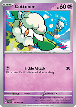 Cottonee 34/91 Pokémon card from Paldean fates for sale at best price
