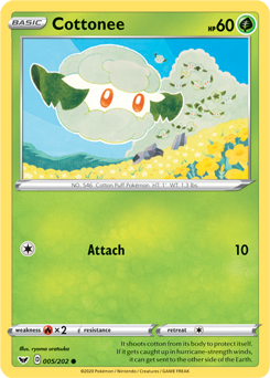 Common Pokémon card Cottonee 5/202 from Sword & Shield expansion