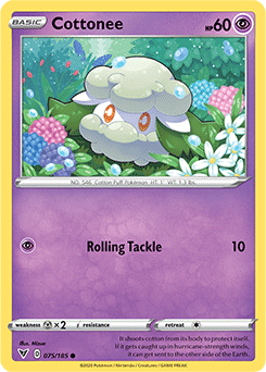 Common Pokémon card Cottonee 075/185 from Vivid Voltage expansion