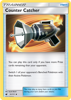 Uncommon Pokémon card Counter Catcher 91/111 from Crimson Invasion expansion