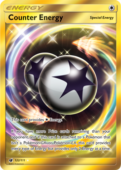 Secret Gold Pokémon card Counter Energy 122/111 from Crimson Invasion expansion