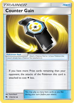 Uncommon Pokémon card Counter Gain 170/214 from Lost Thunder expansion