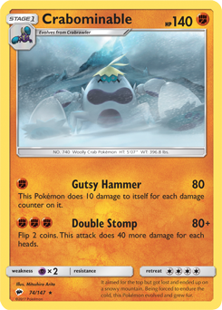 Crabominable 74/147 Pokémon card from Burning Shadows for sale at best price