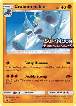 Promo Pokémon card Crabominable SM47 from Sun and Moon Promos expansion