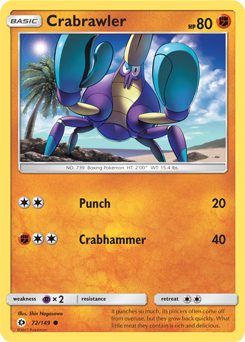 Common Pokémon card Crabrawler 72/149 from Sun & Moon expansion