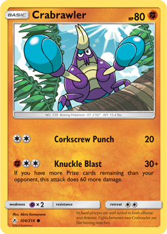 Common Pokémon card Crabrawler 104/214 from Unbroken Bonds expansion