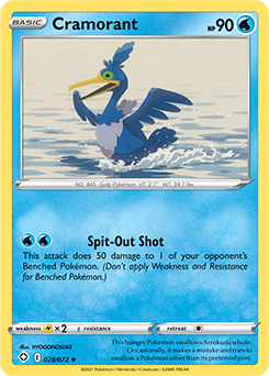 Uncommon Pokémon card Cramorant 028/072 from Shining Fates expansion