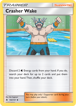 Uncommon Pokémon card Crasher Wake 104/131 from Forbidden Light expansion