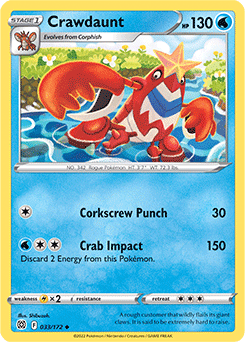 Uncommon Pokémon card Crawdaunt 033/172 from Brilliant Stars expansion