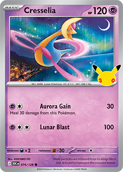 Common Pokémon card Cresselia 074/128 from 30th Celebration expansion