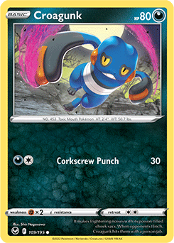 Common Pokémon card Croagunk 109/195 from Silver Tempest expansion