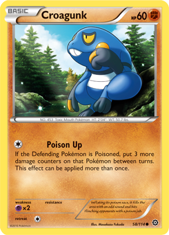 Common Pokémon card Croagunk 58/114 from Steam Siege expansion