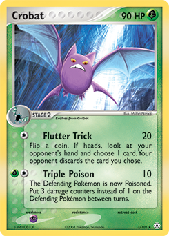 Rare Holo Pokémon card Crobat 3/101 from Ex Hidden Legends expansion