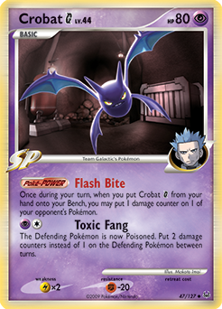 Uncommon Pokémon card Crobat 47/127 from Platinuim expansion