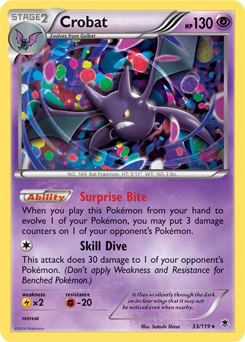 Rare Pokémon card Crobat 33/119 from Phantom Forces expansion