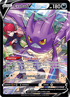 Ultra rare V Pokémon card Crobat V TG20/TG30 from Lost Origin expansion