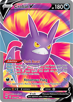 Full Art Pokémon Pokémon card Crobat V 182/189 from Darkness Ablaze expansion