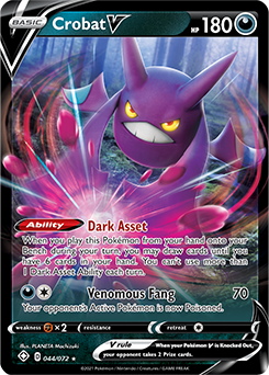 Ultra rare V Pokémon card Crobat V 044/072 from Shining Fates expansion