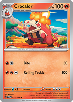 Uncommon Pokémon card Crocalor 037/198 from Scarlet & Violet expansion