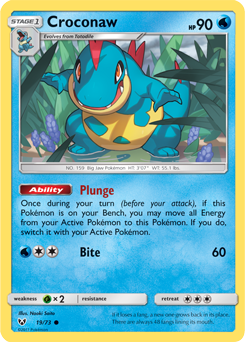 Common Pokémon card Croconaw 19/73 from Shining Legends expansion