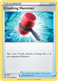 Uncommon Pokémon card Crushing Hammer 159/202 from Sword & Shield expansion