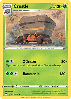 Crustle 12/203 Pokémon card from Evolving Skies for sale at best price