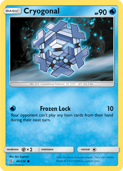 Common Pokémon card Cryogonal 46/236 from Unified Minds expansion