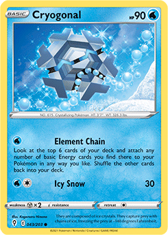 Common Pokémon card Cryogonal 43/203 from Evolving Skies expansion