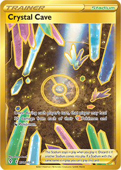 Gold Item Pokémon card Crystal Cave 230/203 from Evolving Skies expansion