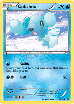 Common Pokémon card Cubchoo 36/99 from Next Destinies expansion
