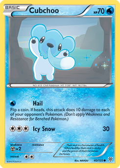 Common Pokémon card Cubchoo 40/135 from Plasma Storm expansion