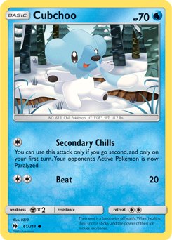 Cubchoo 61/214 Pokémon card from Lost Thunder for sale at best price