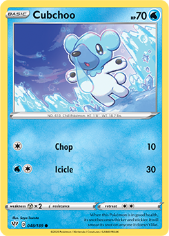 Common Pokémon card Cubchoo 48/189 from Darkness Ablaze expansion