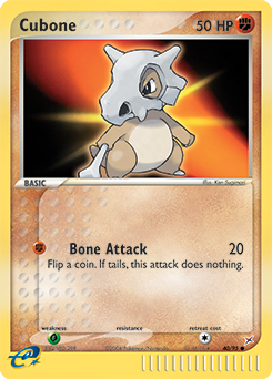 Common Pokémon card Cubone 40/95 from Ex Team Magma vs Team Aqua expansion
