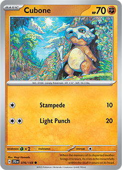 Common Pokémon card Cubone 76/159 from Journey Together expansion