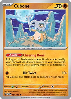 Common Pokémon card Cubone 104/165 from 151 expansion