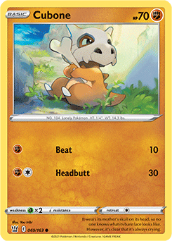 Cubone 69/163 Pokémon card from Battle Styles for sale at best price