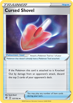 Uncommon Pokémon card Cursed Shovel 157/192 from Rebel Clash expansion